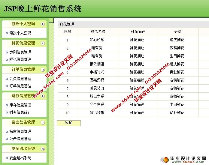 网上鲜花花店销售管理系统的设计与实现JSP