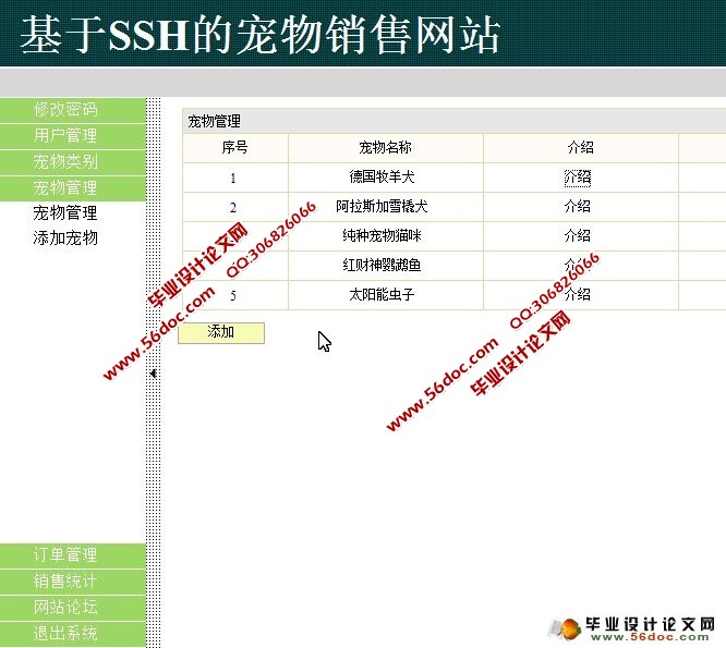 基于SSH的宠物销售网站设计与实现(SQL)