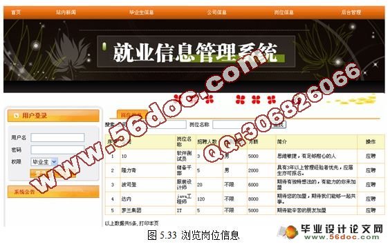 基于JSP的校园招聘(就业信息管理系统)设计(MyEclipse,SQL2005)