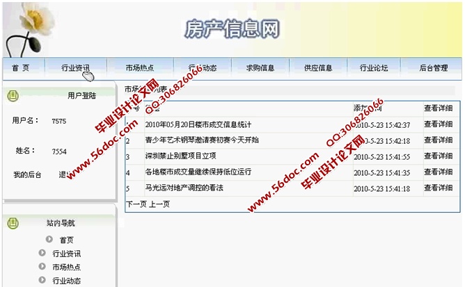 房产信息网站的设计与实现(ASP.NET,SQL)