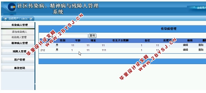 社区传染病、精神病与残障人管理系统的设计(ASP.NET,SQL)