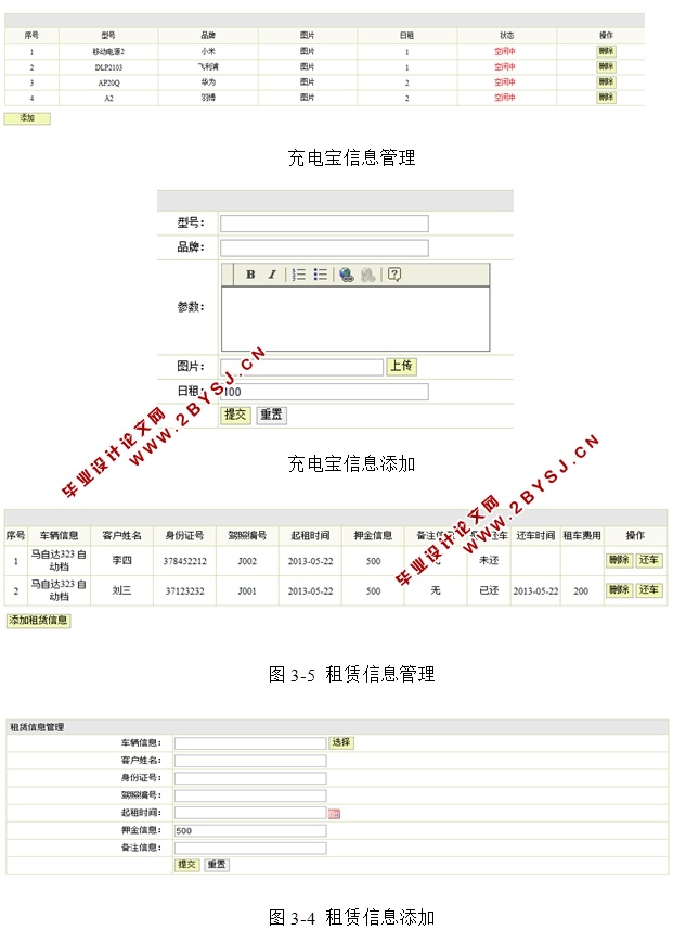 充电宝租赁(出租)系统的设计与实现(SSH,MySQL)(含录像)