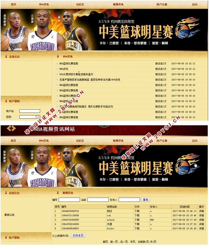 基于PHP的NBA视频资讯网站的设计与实现(MySQL)(含录像)