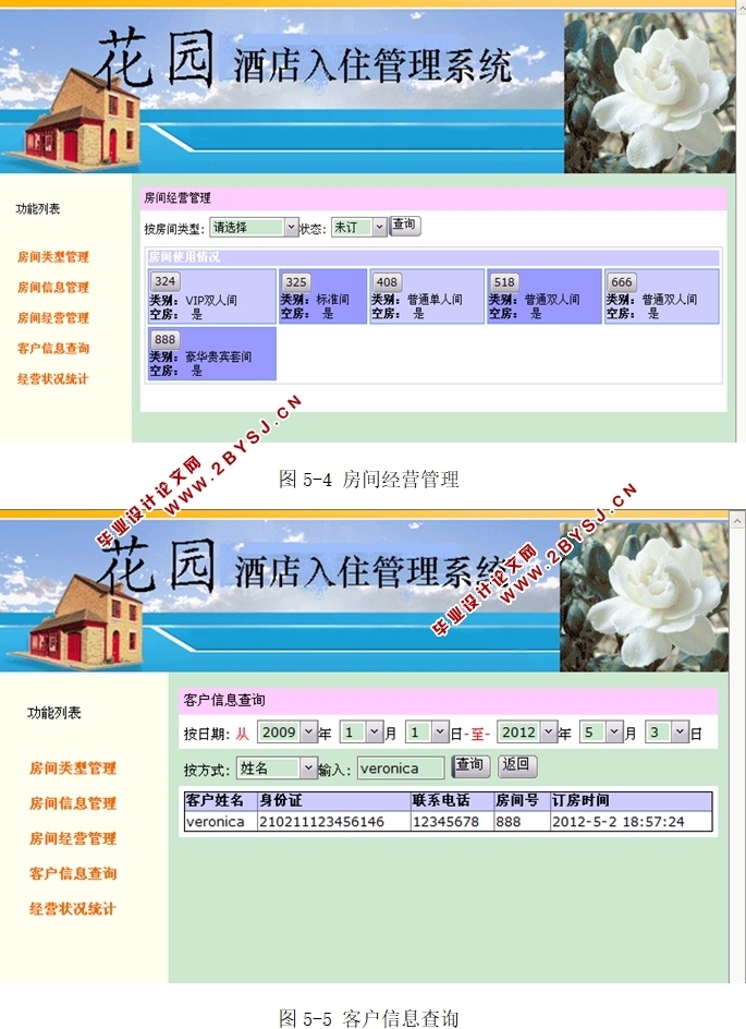 花园酒店入住信息管理系统的设计与实现(ASP.NET,SQL)