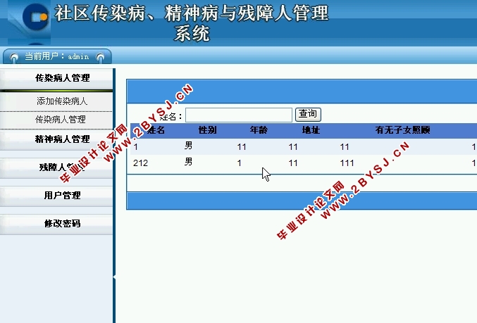 社区传染病、精神病与残障人管理系统的设计(ASP.NET,SQL)