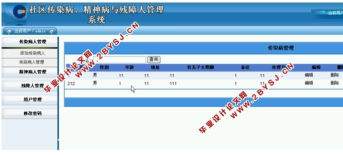社区传染病、精神病与残障人管理系统的设计(ASP.NET,SQL)