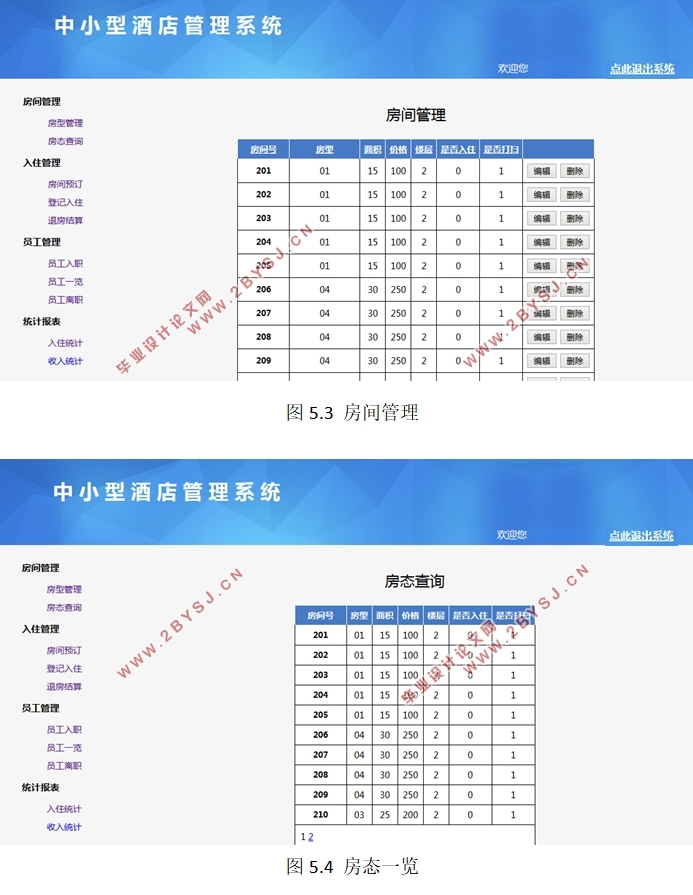 中小型酒店管理系统的设计与实现(ASP.NET,SQL)