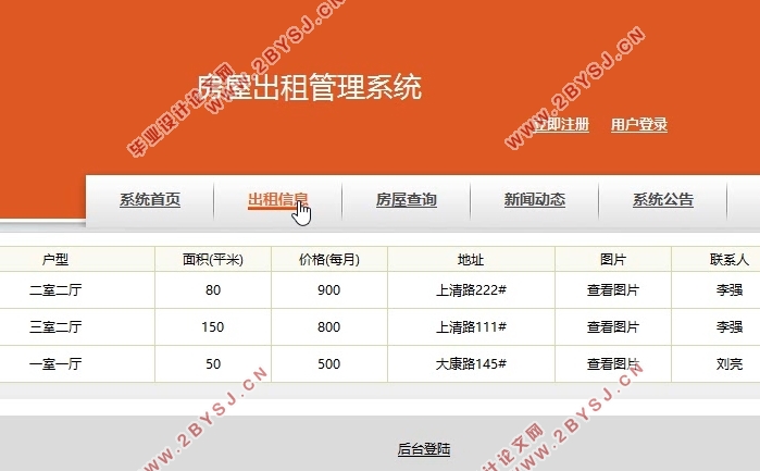 房屋出租管理系统的设计和实现(Javaweb,MySQL)(含录像)
