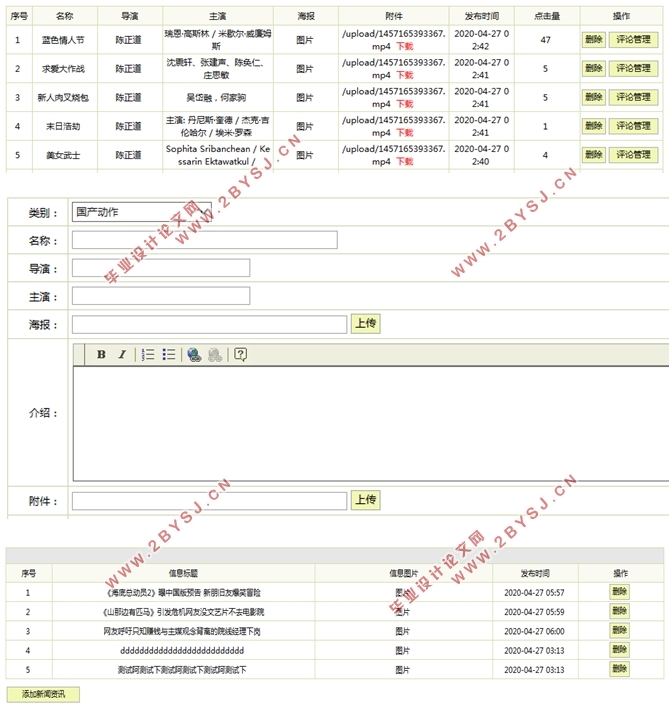 基于Javaweb的电影网站的设计与实现(SSH,MySQL)(含录像)