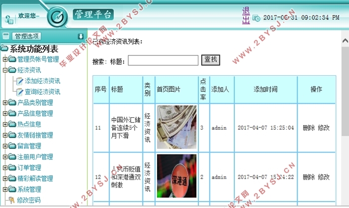 基于网络的经济资讯网站的设计与实现(PHP,MySQL)