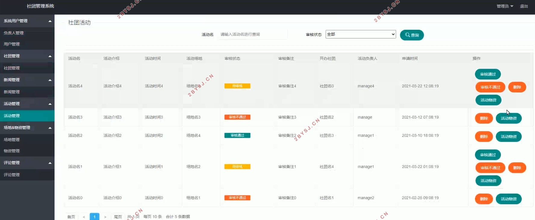 基于MVC的社团管理系统的设计与实现(SSM,MySQL)