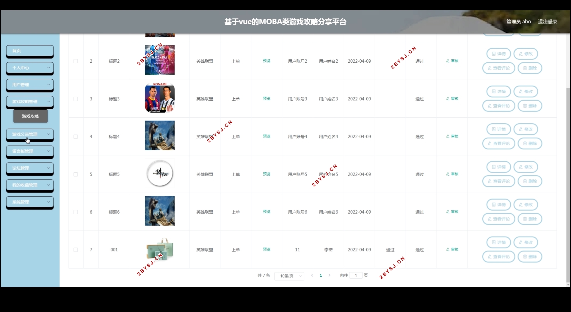 基于VUE的MOBA类游戏攻略分享平台设计(Springboot,MySQL)
