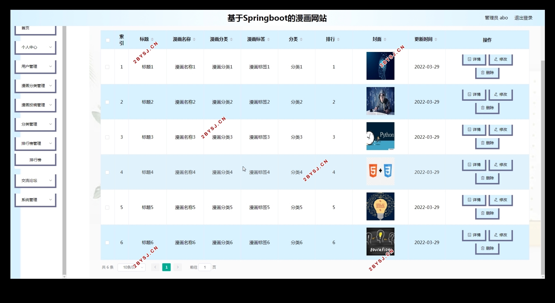基于Springboot漫画网站的设计与实现(MySQL)