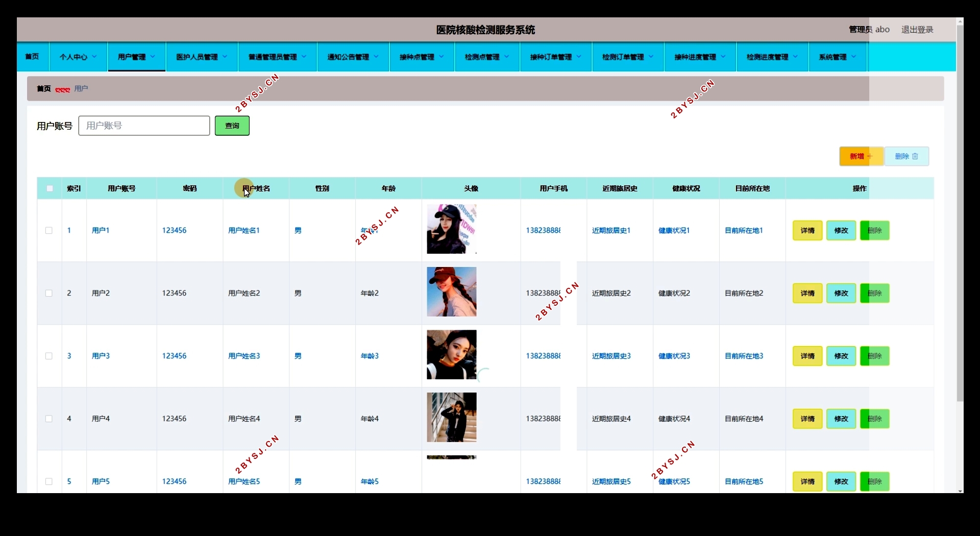 医院核酸检测服务系统的设计与实现(Springboot,MySQL)
