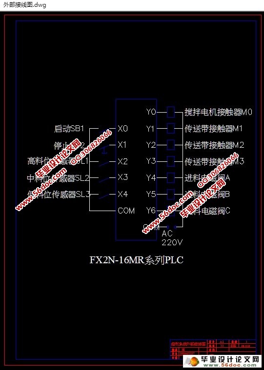 基于PLC自动配料皮带运输机控制系统的设计(附接线图,电气图)