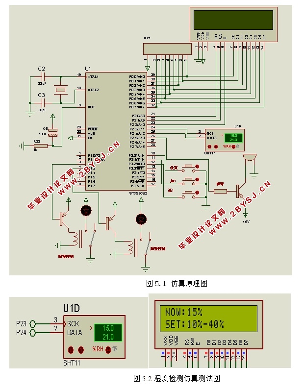 基于单片机的湿度检测与控制器设计(含电路图,Proteus仿真程序)