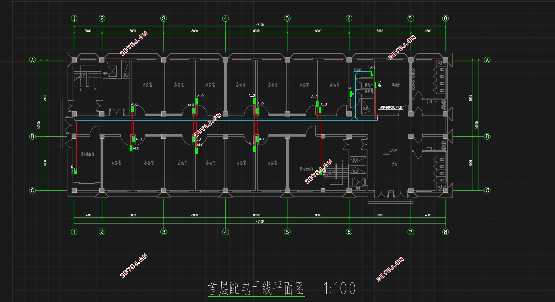盐城某银行办公楼电气设计(含CAD图)
