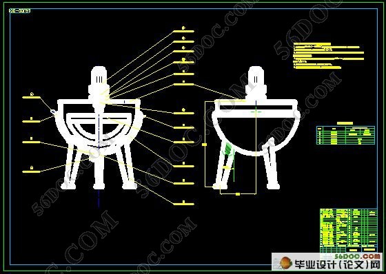 固定式夹层锅整体结构设计(含CAD图纸和Proe三维造型)