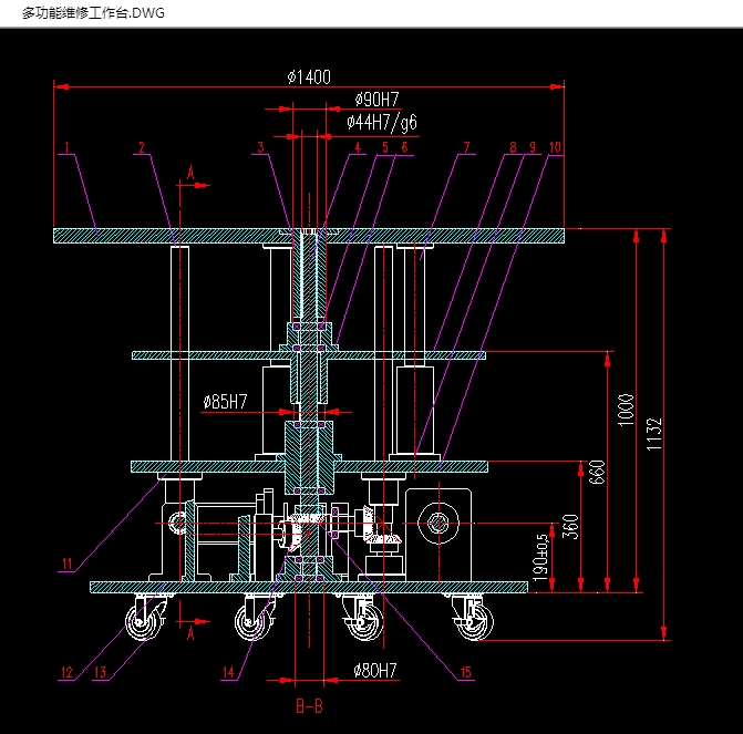 多功能维修工作台的设计(含CAD零件装配图,SolidWorks,IGS三维图)