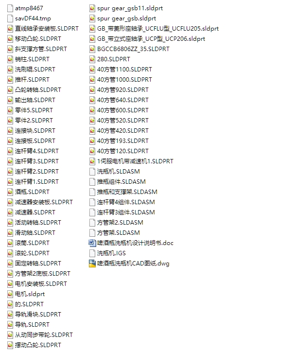 啤酒瓶洗瓶机的设计(含CAD零件装配图,SolidWorks三维造型)