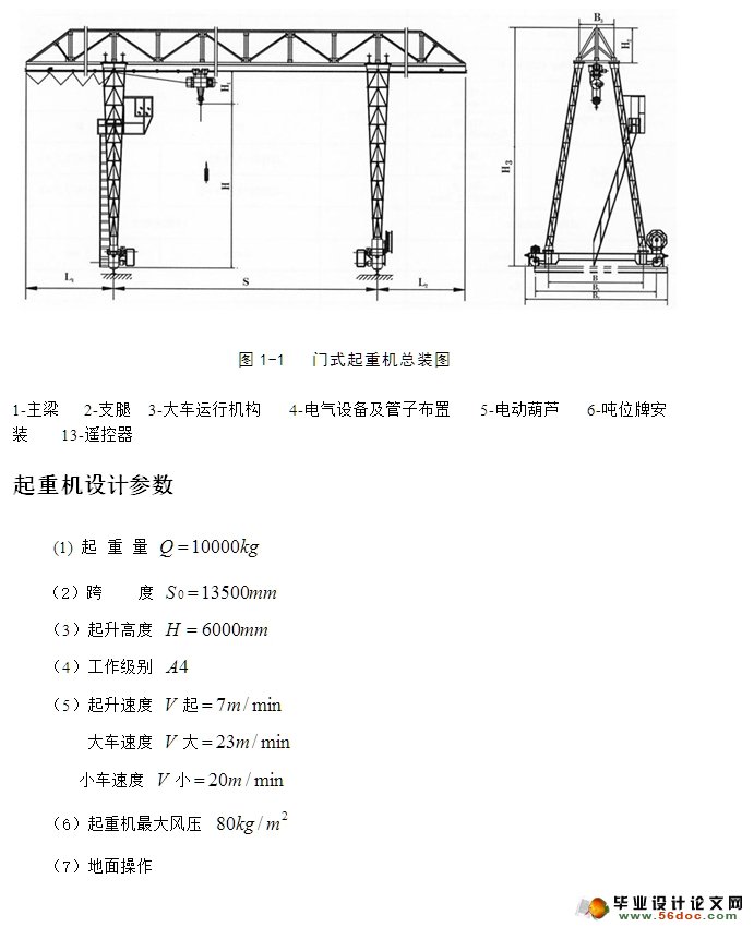 梁式(门式)起重机设计(含CAD零件装配图)