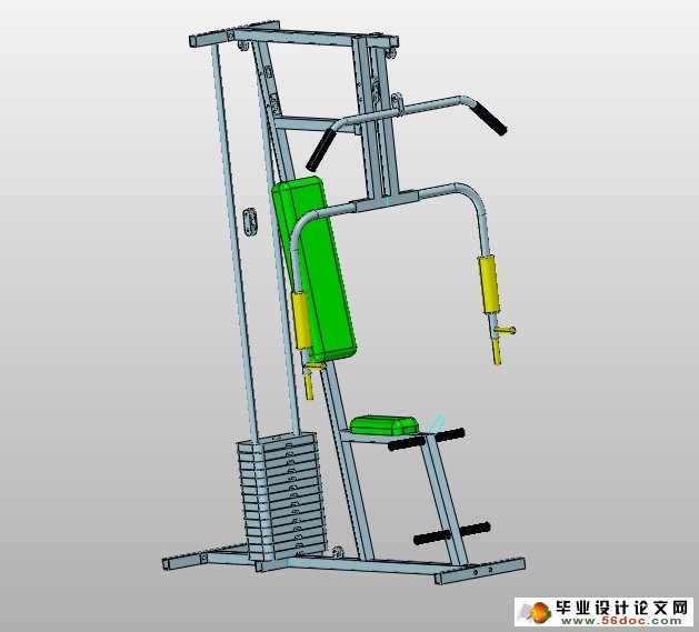 单人多功能健身器材产品3D设计(含CAD图,ProE三维图)