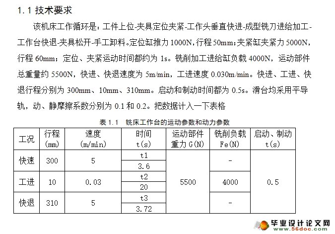 立式成型铣加工专用机床液压动力系统-执行元件设计
