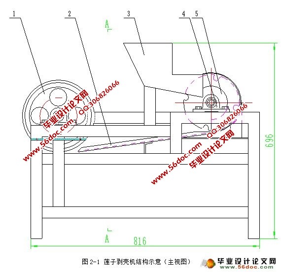 切刀下置式莲子剥壳机-总体方案及下料装置设计