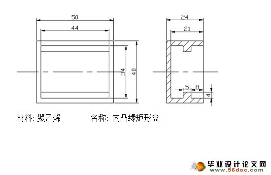 内凸缘矩形盒塑料模具设计与制造 (含CAD零件装配图,工艺卡)
