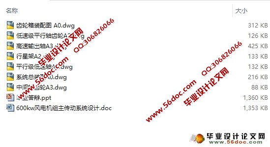 600kW风电机组主传动系统设计(含CAD零件图装配图)