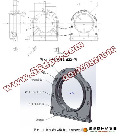 内燃机后油封盖机械加工工艺规程及夹具设计(CAD,SolidWorks三维)