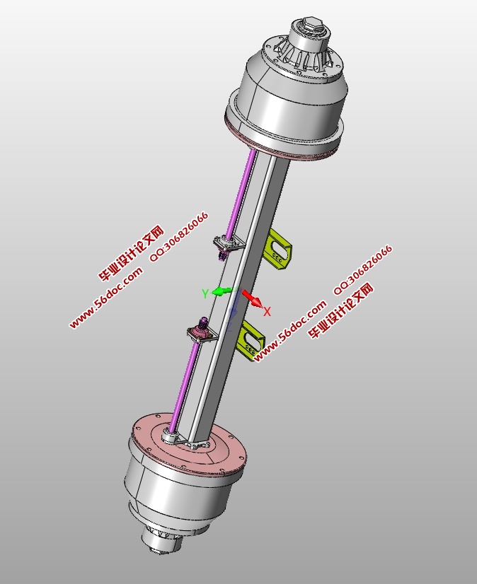 半挂牵引车车桥设计(含CAD零件装配图,SolidWorks,IGS三维图)