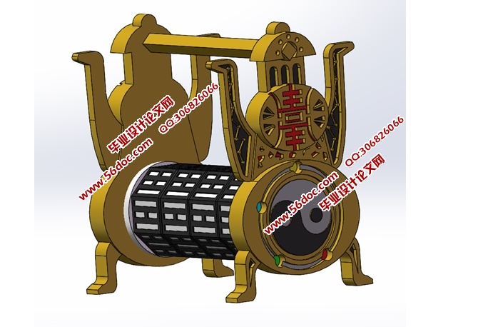 太极四环八卦密码锁3D模型设计(含CAD零件装配图,SolidWorks,STEP三维)