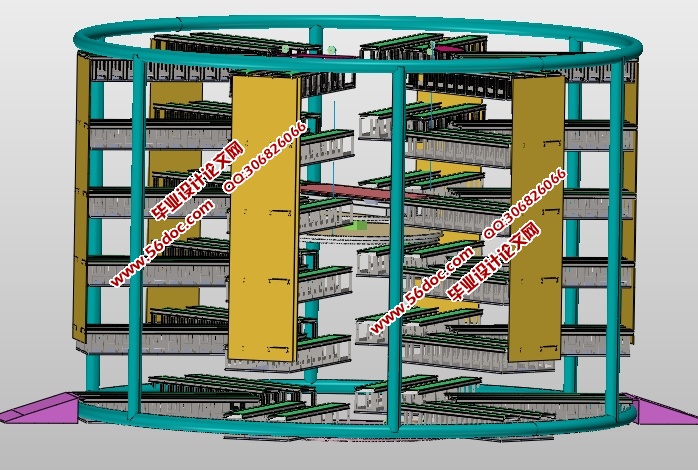 圆柱形高层自动化立体停车库系统设计(含CAD,SolidWorks,IGS三维图)