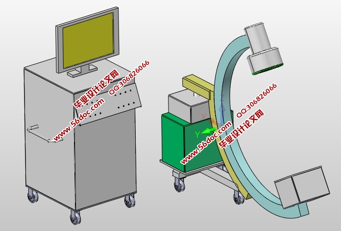 X射线C型臂系统结构设计(含CAD图,SolidWorks,IGS三维图)