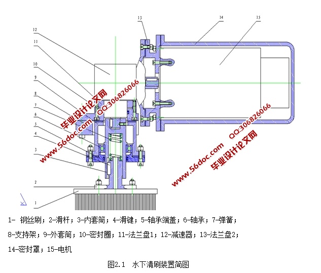 水下清洗机器人作业装置研究的设计(含CAD零件装配图)