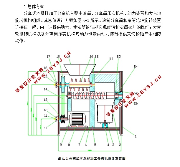 木瓜籽加工机结构设计(含CAD零件装配图)
