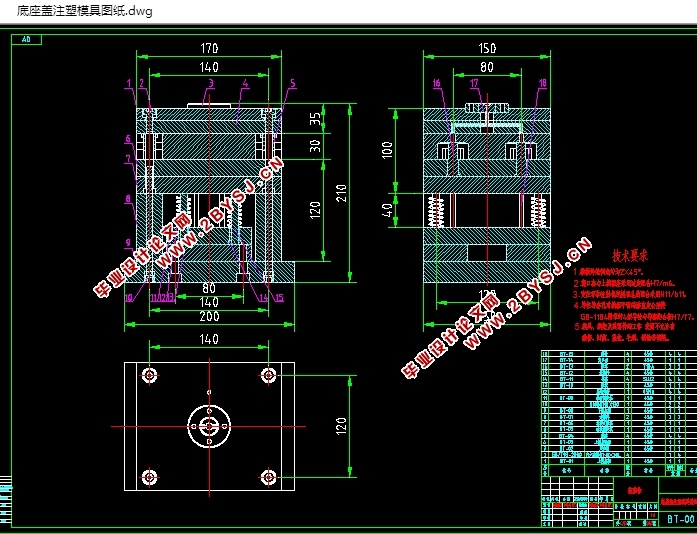 底座盖注塑模的设计(含CAD零件装配图,STEP,IGS,SolidWorks三维图)