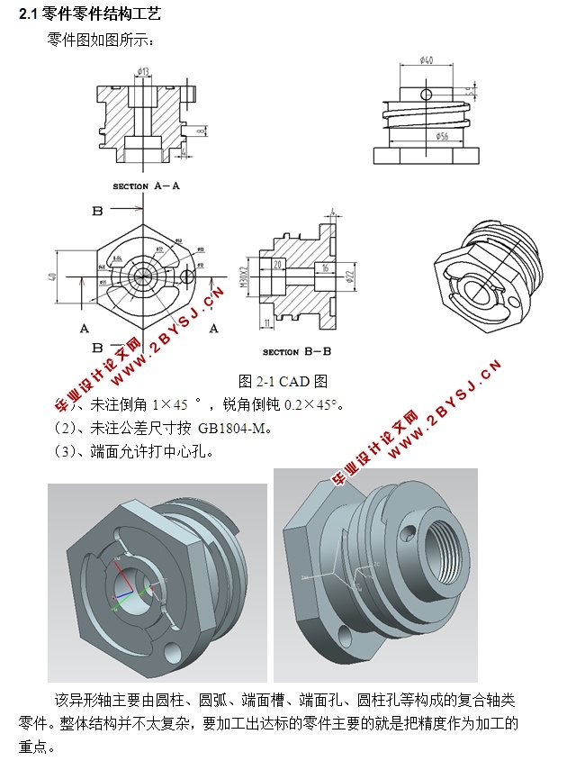 异形轴数控加工工艺课程设计(含CAD图,UG三维图,加工程序清单,刀具卡工艺卡)