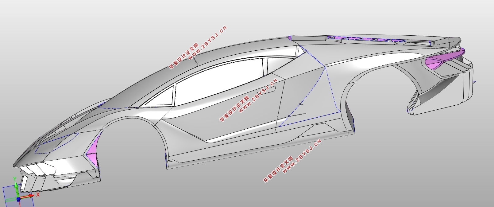 兰博基尼LP-700实体模型的逆向扫描与3D建模(含CAD图,STEP三维图)