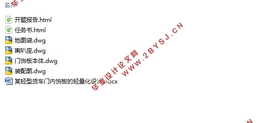 某轻型货车门内饰板的轻量化设计(含CAD零件图装配图)