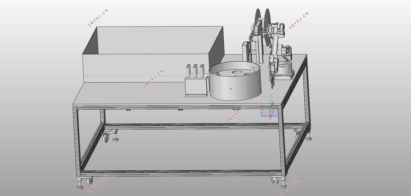 洗衣机进水管包扎机结构总体设计(含CAD零件装配图,STEP,UG三维图)