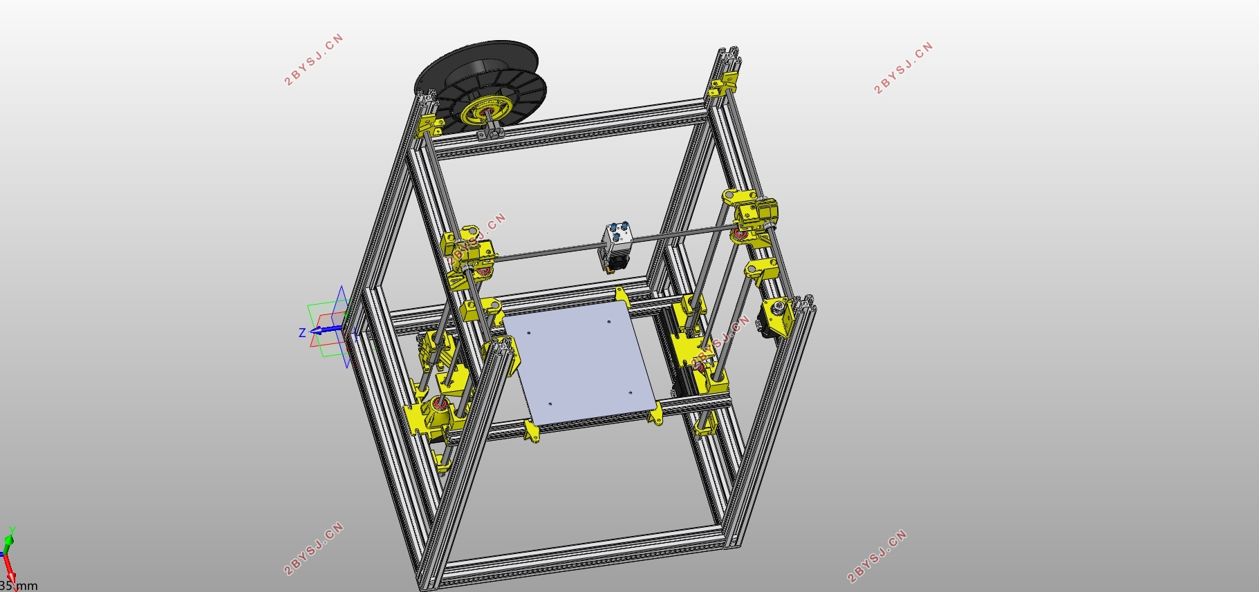 桌面型FDM多色3D打印机的设计(含CAD零件图装配图,SolidWorks三维图)