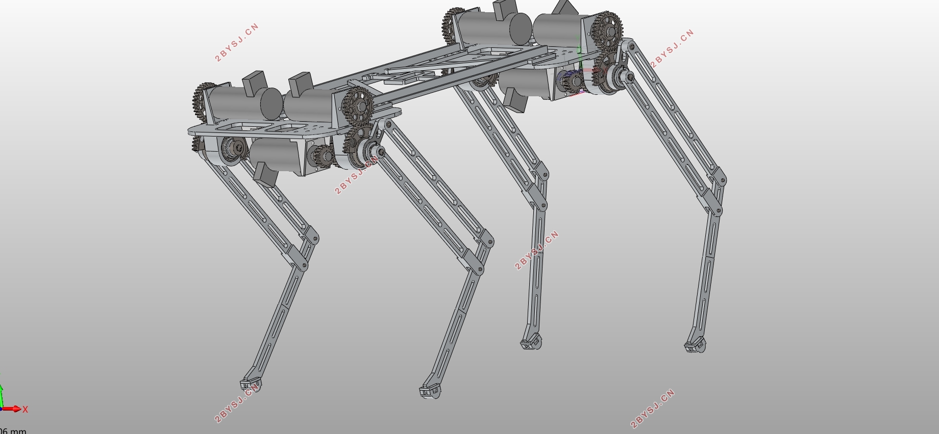四足机器人机构及其控制系统的设计(含CAD装配图,SolidWorks三维图)