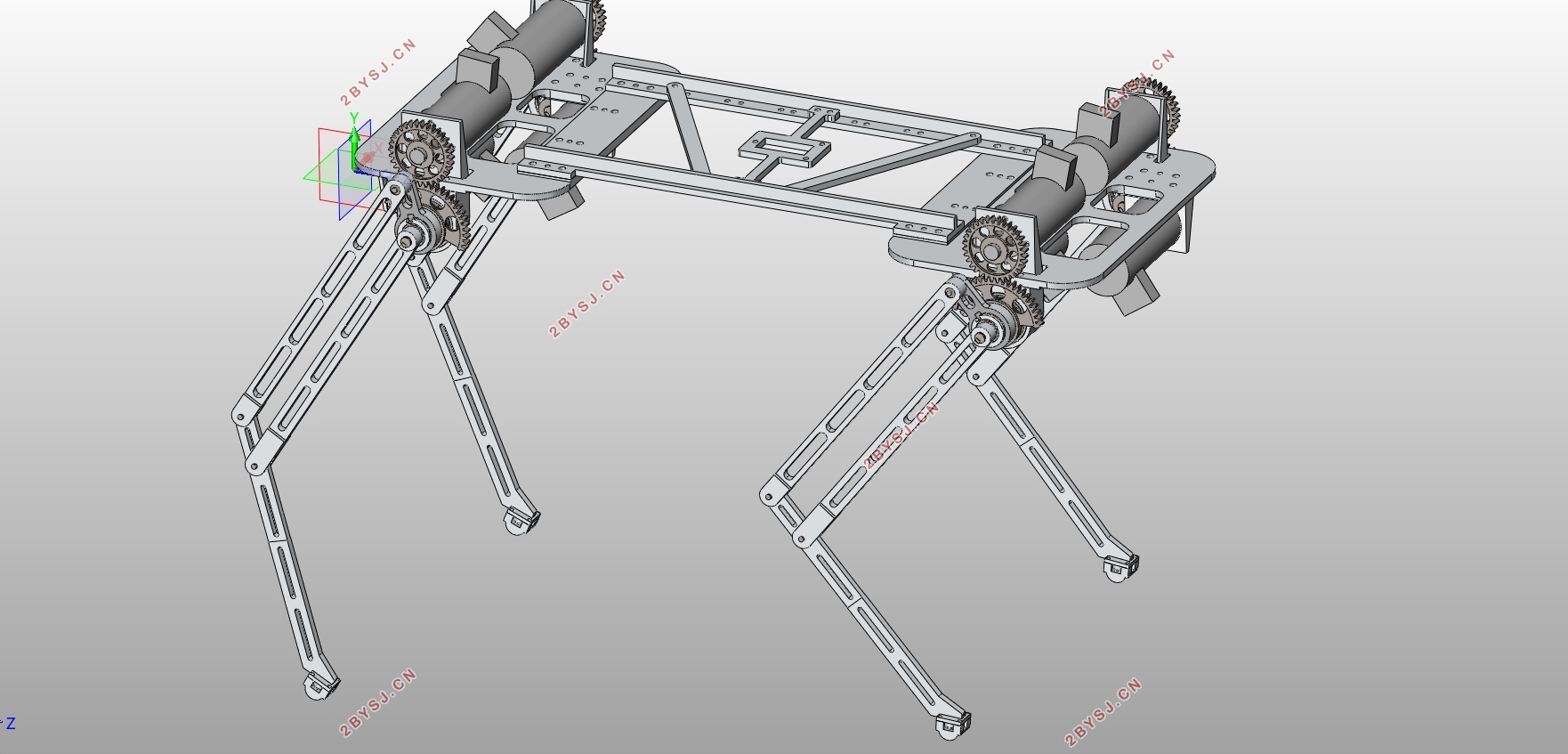四足机器人机构及其控制系统的设计(含CAD装配图,SolidWorks三维图)
