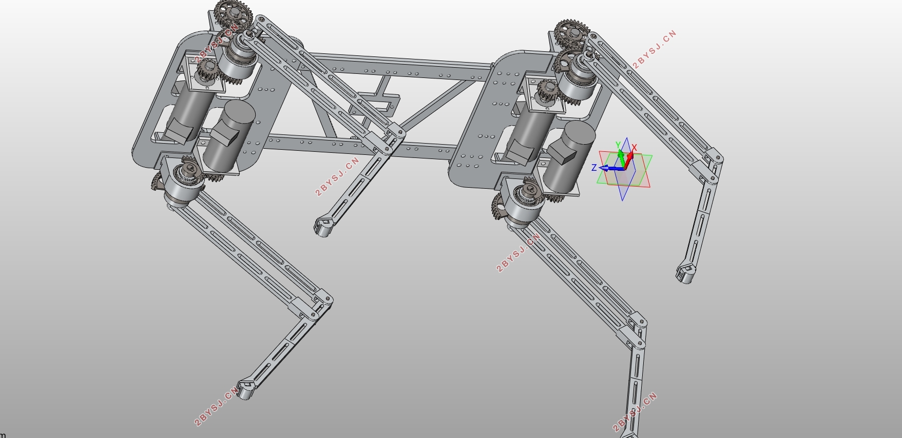 四足机器人机构及其控制系统的设计(含CAD装配图,SolidWorks三维图)