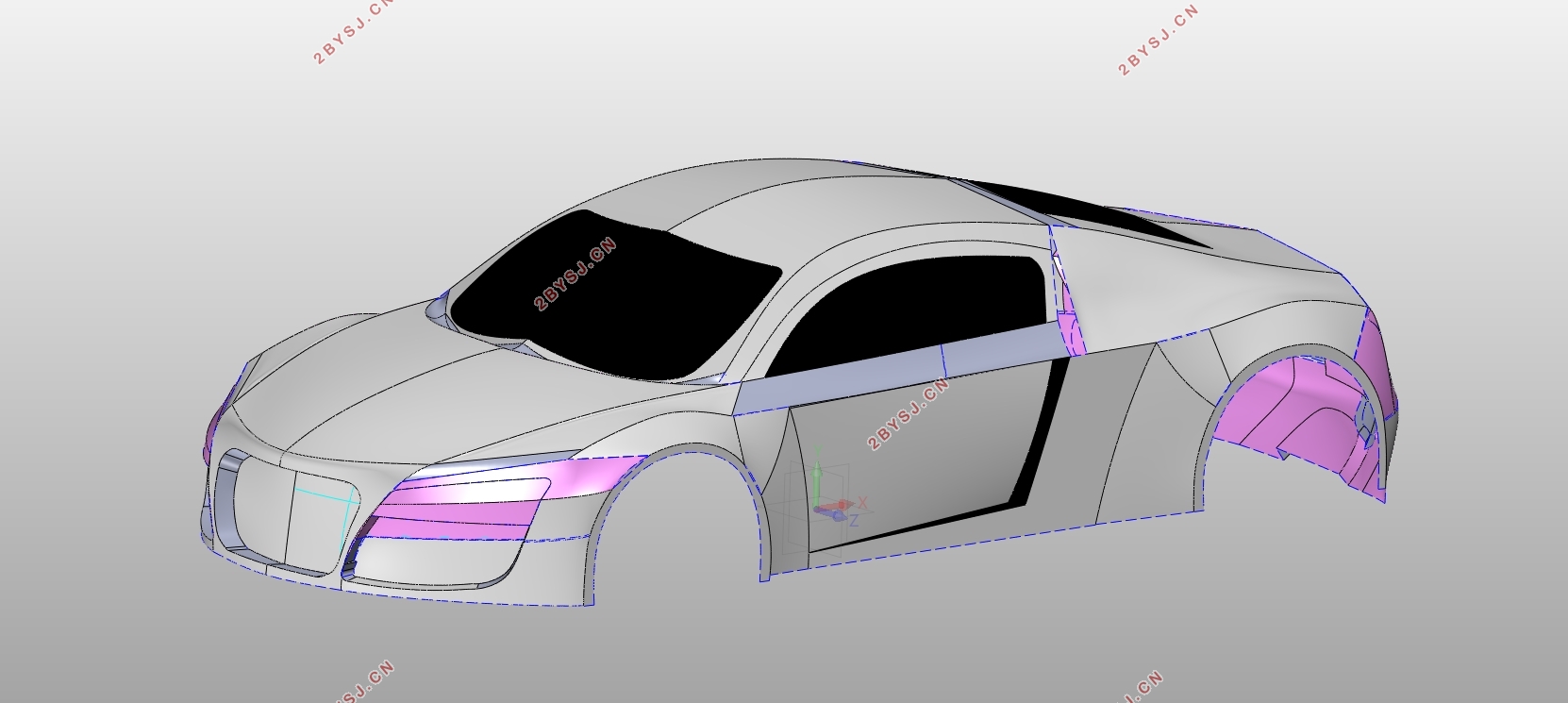 微型两座电动轿车车身造型设计及空气动力学分析(含CAD图,IGS三维图)