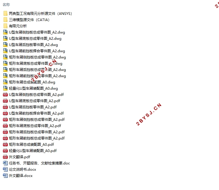 某型渣土车轻量化U型车厢结构设计(含CAD图,CATIA三维图,有限元分析)