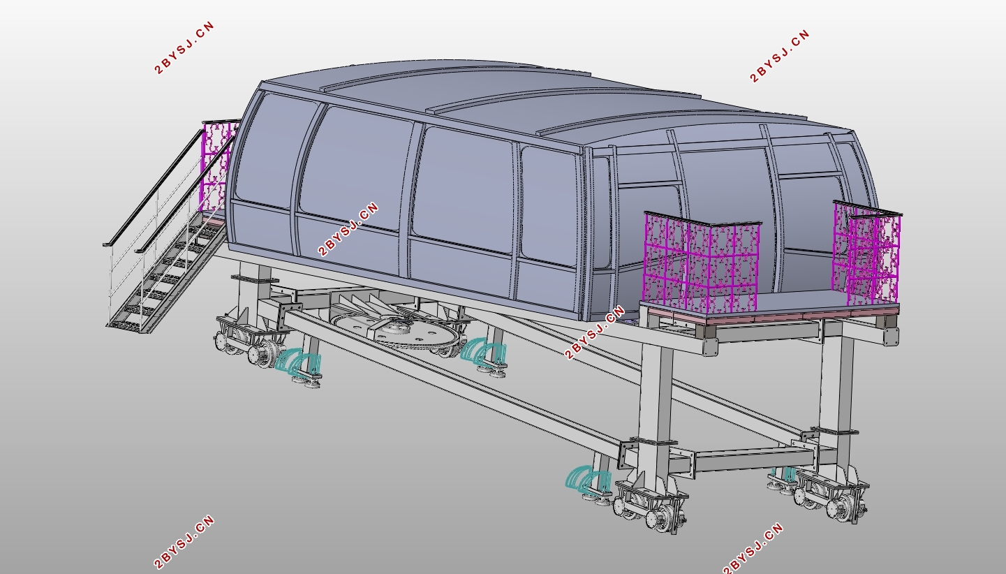 有轨客运缆车总体结构与减震机构设计(含CAD,SolidWorks三维图)