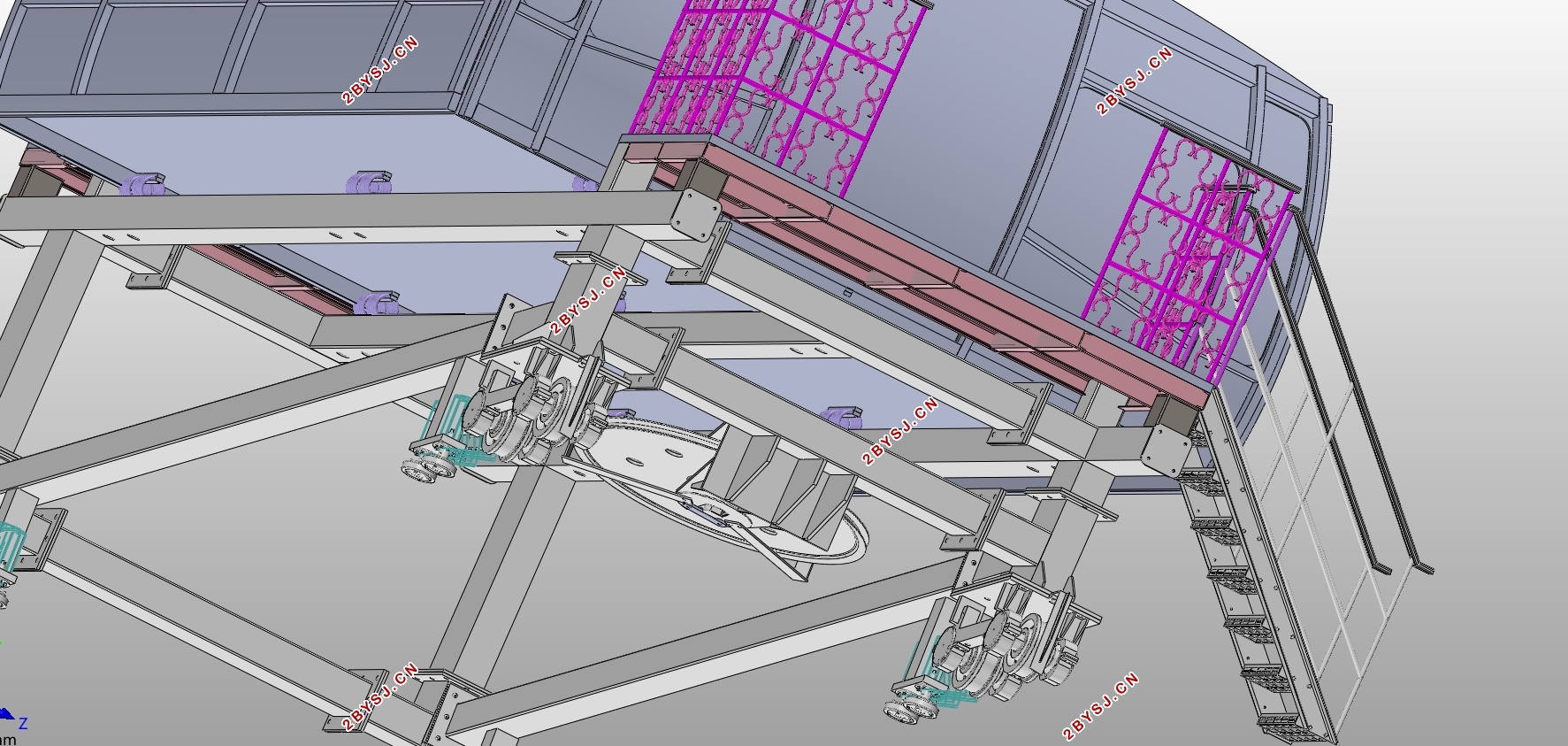 有轨客运缆车总体结构与减震机构设计(含CAD,SolidWorks三维图)